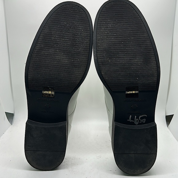 Stuart Weitzman White/Black Leather Zip Up Ankle Booties Boots Shoes **Sz 10** - Picture 6 of 9